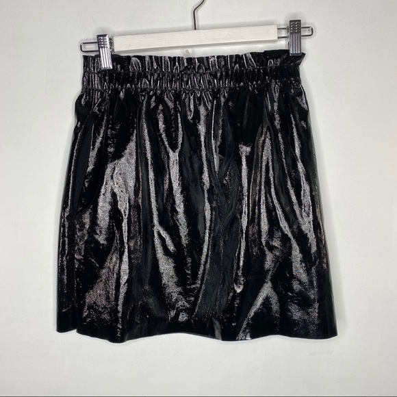 NWT Small Zara Knit Shiny Faux Patent pull on Skirt - Picture 10 of 10